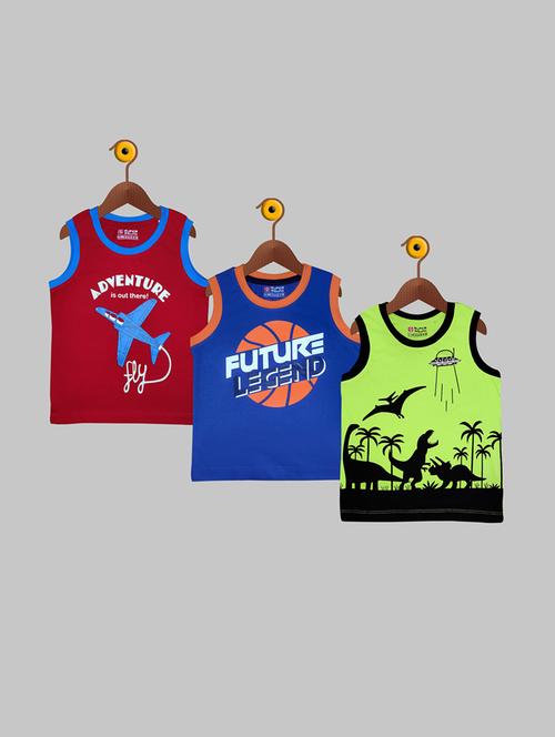 boys round neck printed sleeveless t-shirts combo - 21453817 - Very Small Image - 1