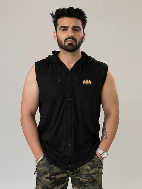 men solid sleeveless hooded t-shirt - 21454188 - Very Small Image - 1