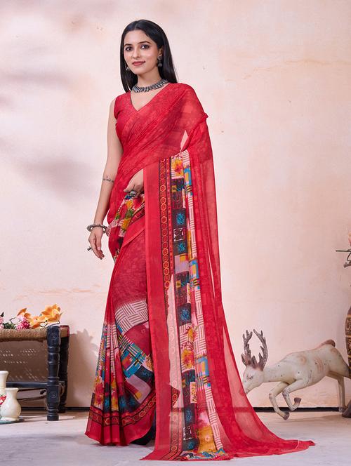 multi colored printed saree with blouse - 21454673 - Very Small Image - 1
