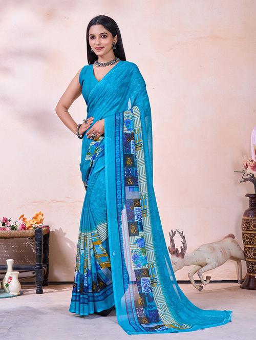multi colored printed saree with blouse - 21454675 - Very Small Image - 1