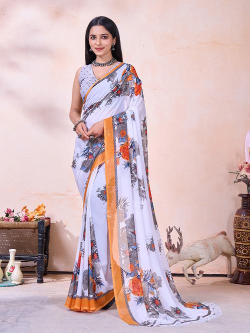 multi colored printed saree with blouse - 21454683 - Very Small Image - 1