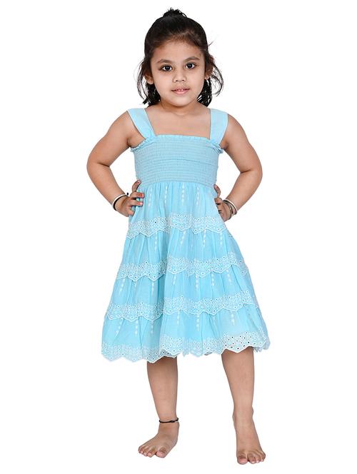 kids light blue polyester frock - 21454715 - Very Small Image - 1