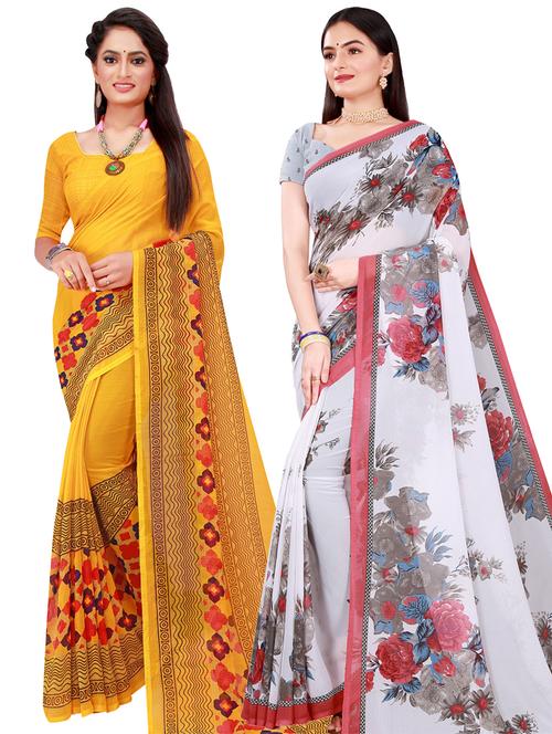 women pack of 2 casual wear sarees with blouse - 21454864 - Very Small Image - 1