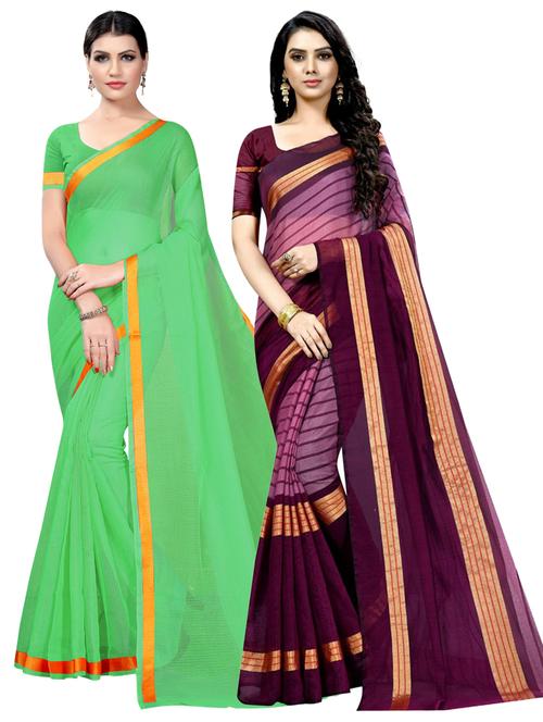 women pack of 2 casual wear sarees with blouse - 21454990 - Very Small Image - 1