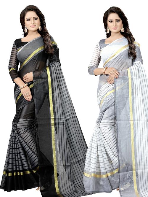 pack of 2 casual wear combo sarees with blouse - 21455132 - Very Small Image - 1