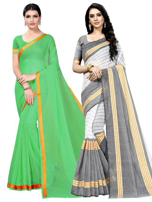 pack of 2 casual wear combo sarees with blouse - 21455344 - Very Small Image - 1