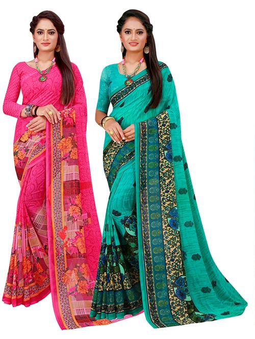women pack of 2 casual wear combo sarees - 21455502 - Very Small Image - 1