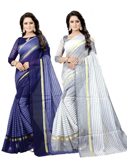 pack of 2 casual wear combo sarees with blouse - 21455506 - Very Small Image - 1