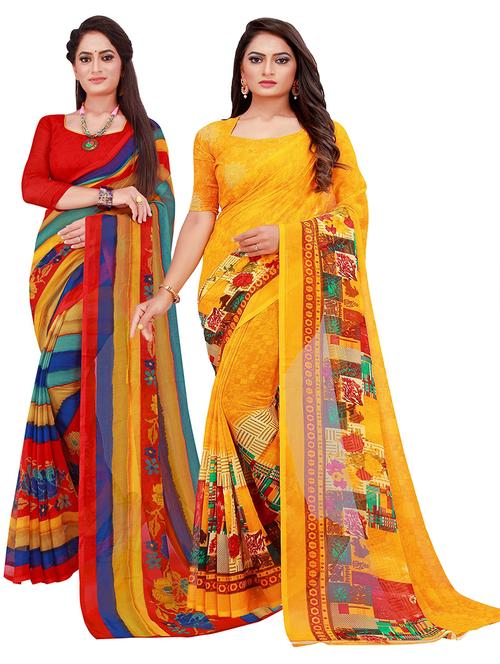 women pack of 2 casual wear combo sarees - 21455719 - Very Small Image - 1