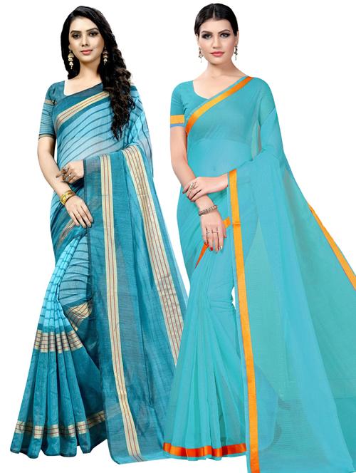 women pack of 2 casual wear combo sarees with blouse - 21455819 - Very Small Image - 1