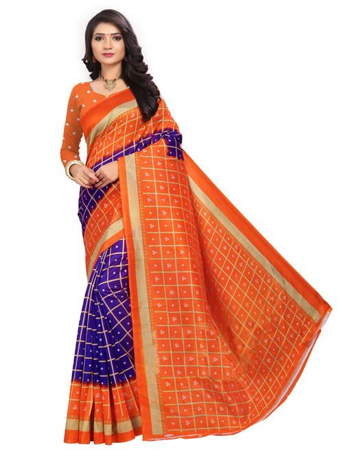 women purple bandhani saree - 21455837 - Very Small Image - 1