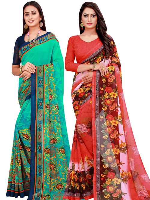 pack of 2 casual wear combo sarees - 21455858 - Very Small Image - 1