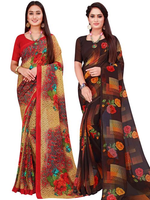 women pack of 2 casual wear combo sarees - 21455864 - Very Small Image - 1