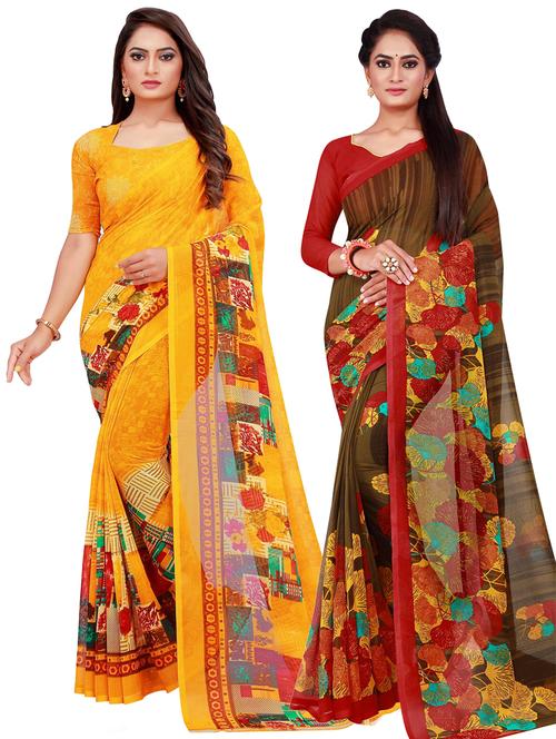 pack of 2 casual wear combo sarees - 21455899 - Very Small Image - 1