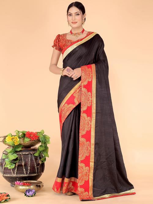 women solid bordered saree - 21455969 - Very Small Image - 1