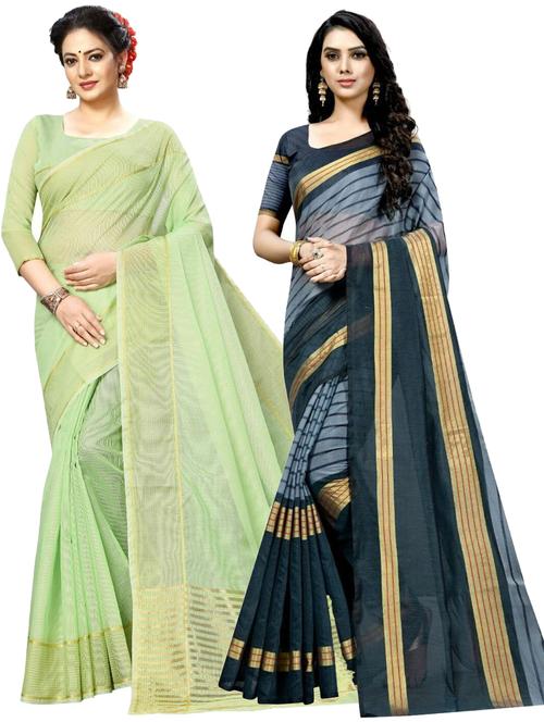 pack of 2 casual wear combo sarees with blouse - 21455981 - Very Small Image - 1