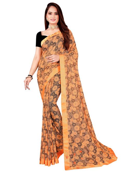 women orange printed saree - 21456094 - Very Small Image - 1