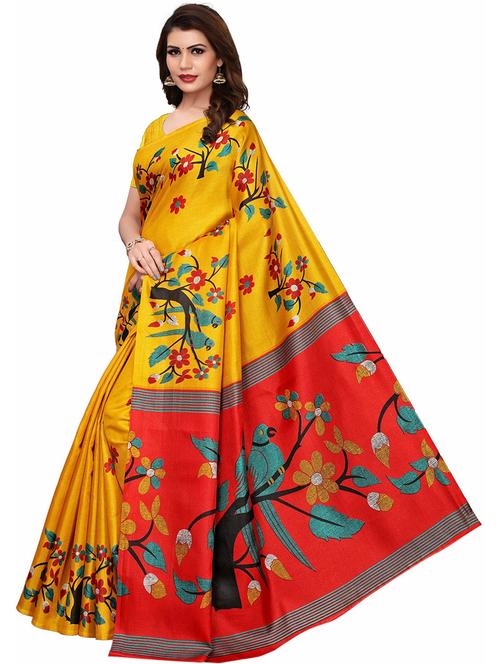 yellow printed casual saree - 21456433 - Very Small Image - 1