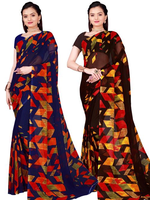 women pack of 2 casual wear combo sarees - 21456666 - Very Small Image - 1