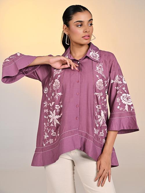 women spread collar self-designed regular shirt - 21456811 - Very Small Image - 1
