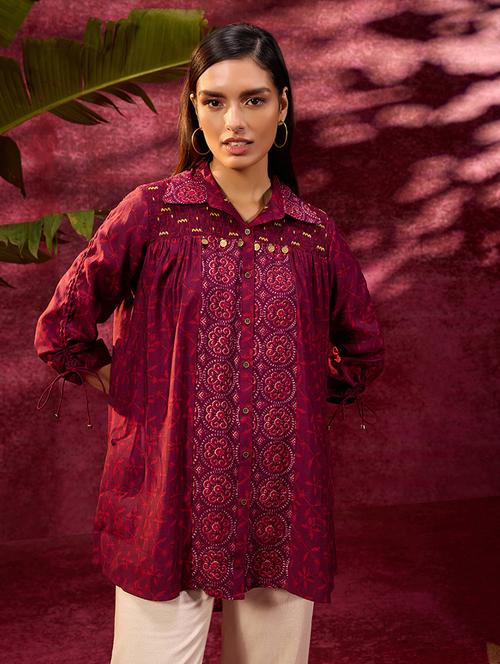 women three quarter sleeve printed regular shirt - 21456821 - Very Small Image - 1