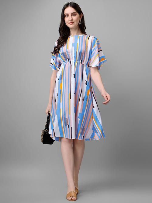 women knee length printed fit & flare dress - 21457124 - Very Small Image - 1