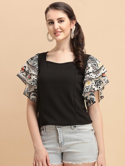 women printed flared sleeves top - 21457468 - Very Small Image - 1