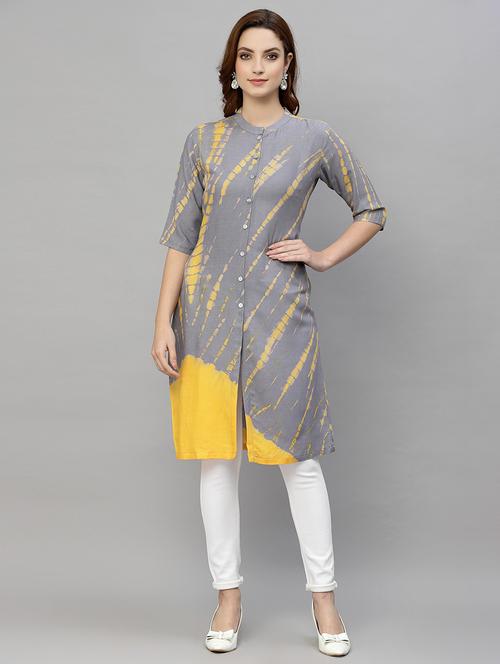 women grey printed straight kurta - 21458038 - Very Small Image - 1