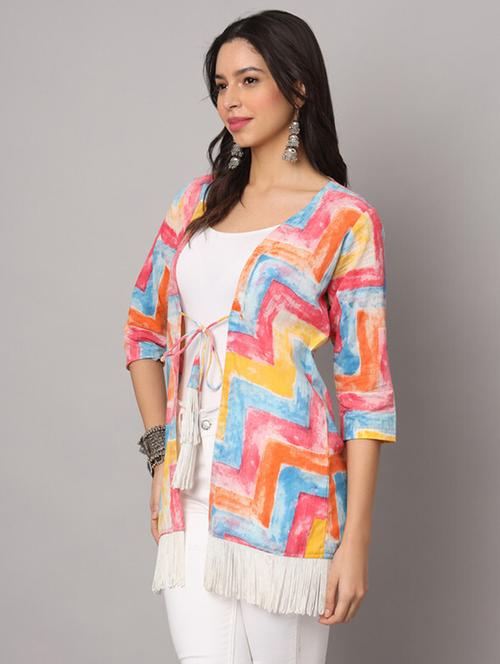 women multi colored printed regular shrug - 21458048 - Very Small Image - 1
