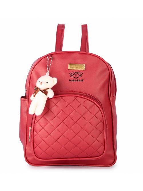 kids solids leatherette (pu) backpack - 21458203 - Very Small Image - 1