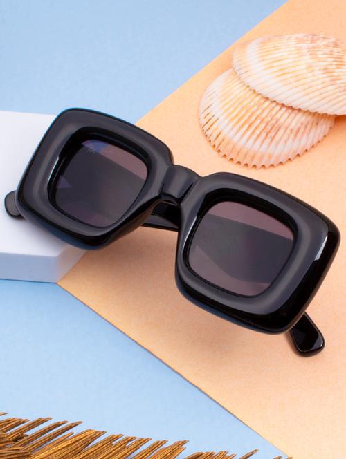 ted smith grey square sunglasses for men & women | full rim & acetate frame | small face ( 40-22-143 ) - 21458281 - Very Small Image - 1