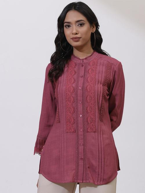peach embroidered regular tunic - 21459168 - Very Small Image - 1