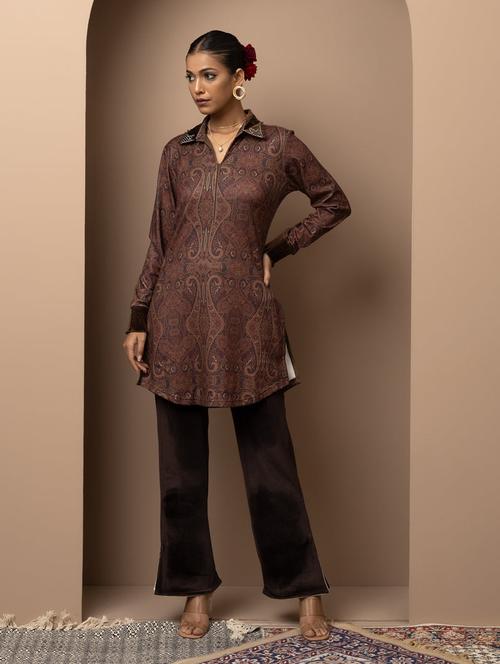 maroon printed regular tunic - 21459171 - Very Small Image - 1