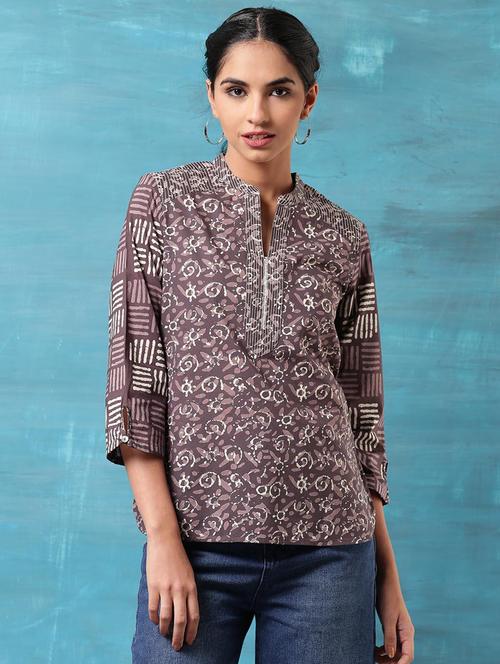 grey printed regular tunic - 21459219 - Very Small Image - 1
