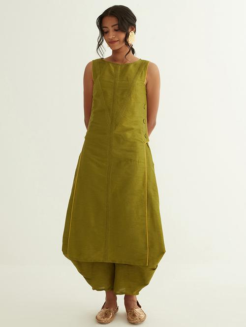 olive solid straight kurta - 21459267 - Very Small Image - 1