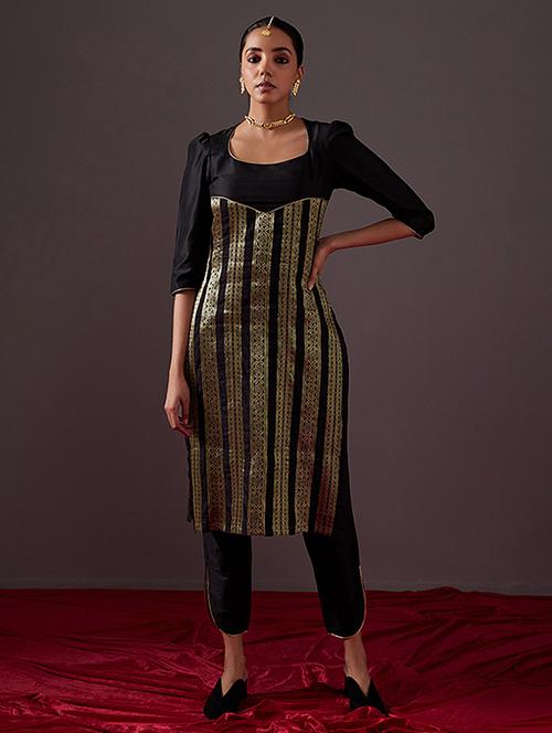 women black self design straight kurta - 21459295 - Very Small Image - 1