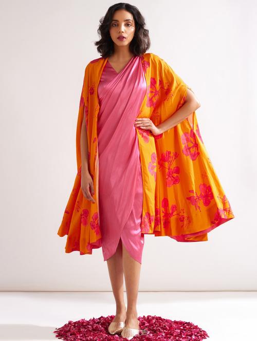 orange printed flared kurta - 21459387 - Very Small Image - 1