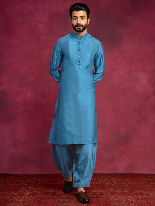 men solid mandarin neck long kurta - 21459413 - Very Small Image - 1