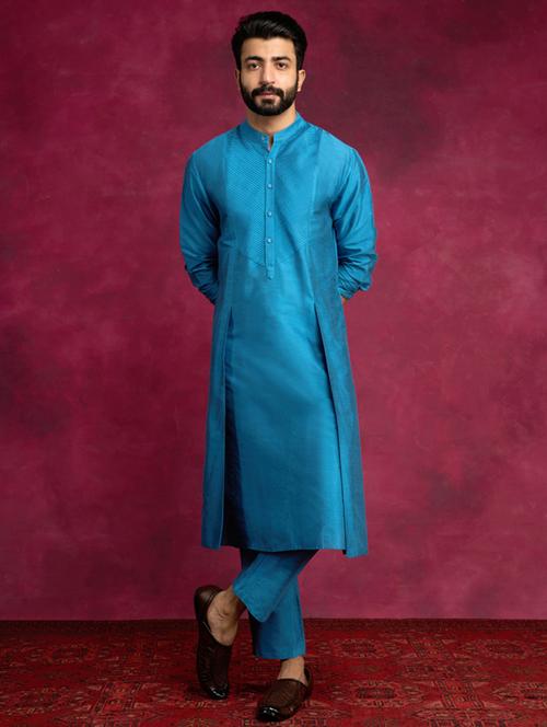 men solid mandarin neck long kurta - 21459416 - Very Small Image - 1