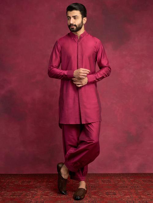 men solid mandarin neck cotton kurta - 21459425 - Very Small Image - 1