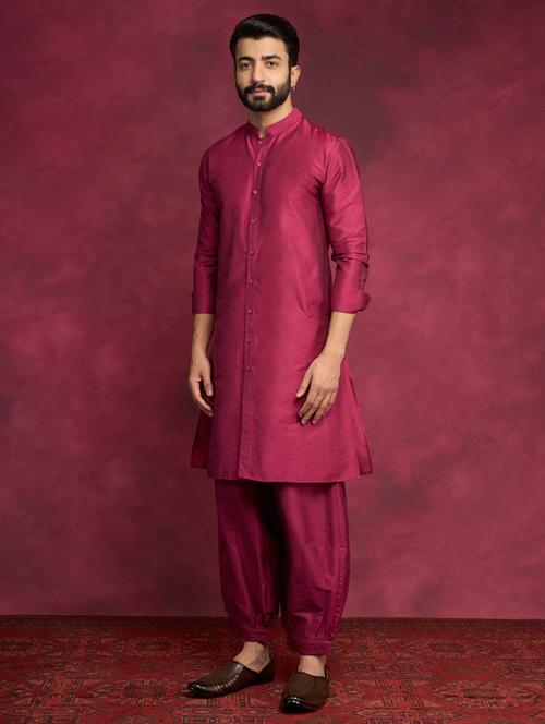 men solid mandarin neck kurta - 21459430 - Very Small Image - 1