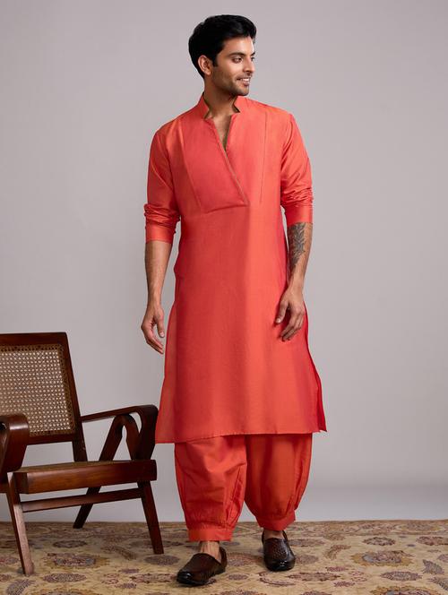 men solid cotton pathani kurta - 21459454 - Very Small Image - 1