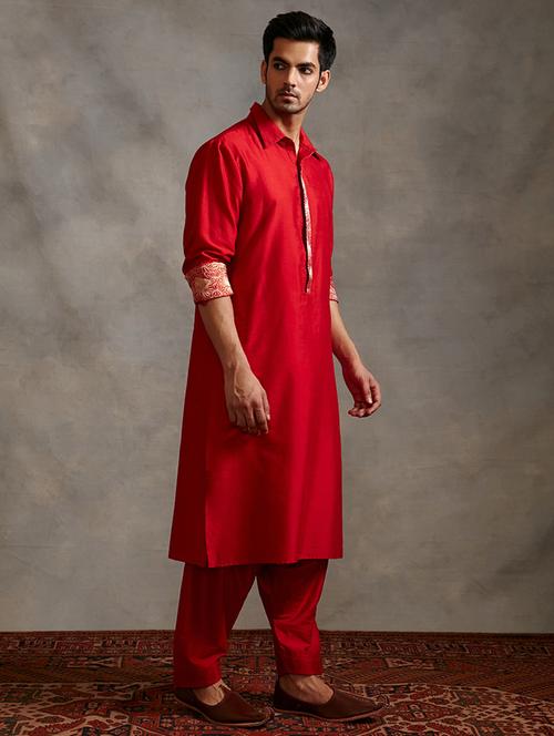 men red solid long kurta - 21459474 - Very Small Image - 1