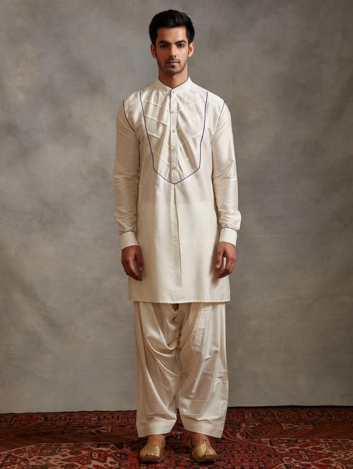 men solid mandarin neck kurta - 21459490 - Very Small Image - 1