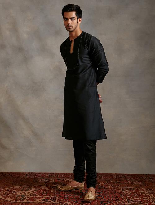 men black solid long kurta - 21459491 - Very Small Image - 1