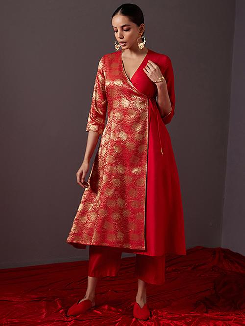 women red kurta pant set - 21459561 - Very Small Image - 1