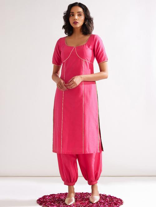 women solid gota detailed suit set - 21459692 - Very Small Image - 1