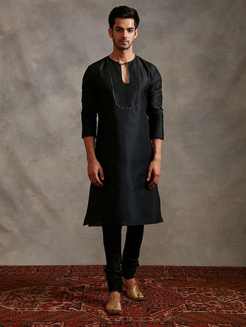 men solid kurta churidar ethnic wear set - 21459747 - Very Small Image - 1