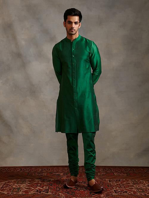 men solid kurta with trouser ethnic wear set - 21459764 - Very Small Image - 1
