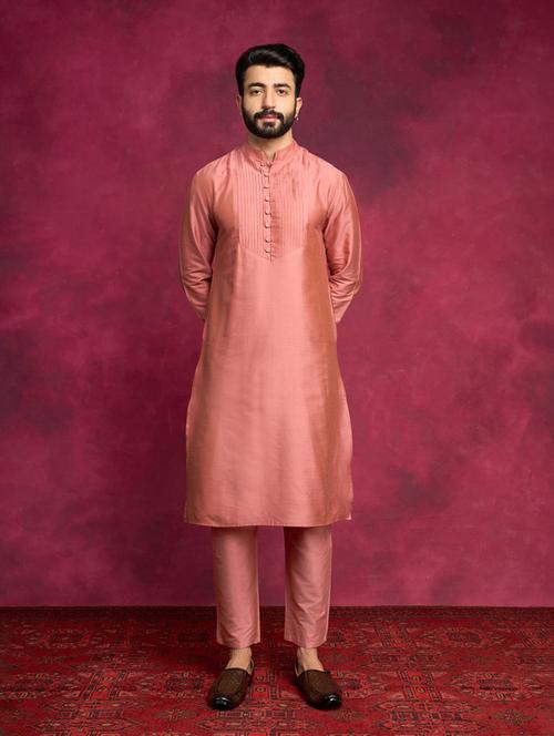 men solid kurta with trouser ethnic wear set - 21459784 - Very Small Image - 1
